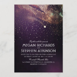 プラムパープルナイト金ゴールド射撃、 発砲スター結婚ズ 招待状