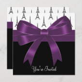 プラムパープルパリ エッフェル塔パーティー 招待状 (正面/裏面)