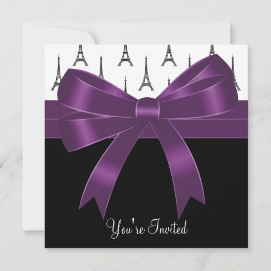 プラムパープルパリ エッフェル塔パーティー 招待状 (正面)