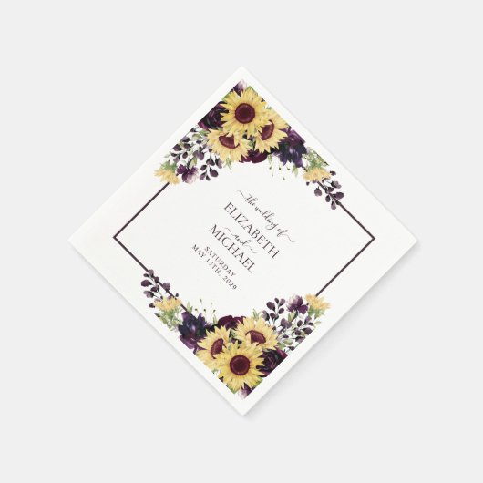 プラムパープルヒマワリの水結婚色のナプキン スタンダードカクテルナプキン (角)