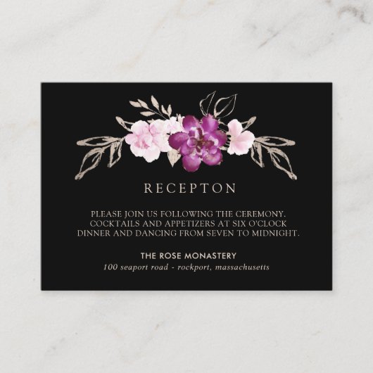 プラムパープルピンクフローラ結婚披露宴 エンクロージャーカード (正面)