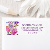 プラムパープルピンク&ブルーフラワーベビーシャワーラベル ラベル (インサイチュ)