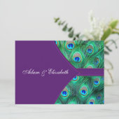 プラムパープルピーコックの結婚式招待状 招待状 (スタンド正面)