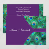 プラムパープルピーコックの結婚式招待状 招待状 (正面/裏面)