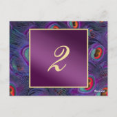 プラムパープルピーコックテーブル番号カード ポストカード (裏面)