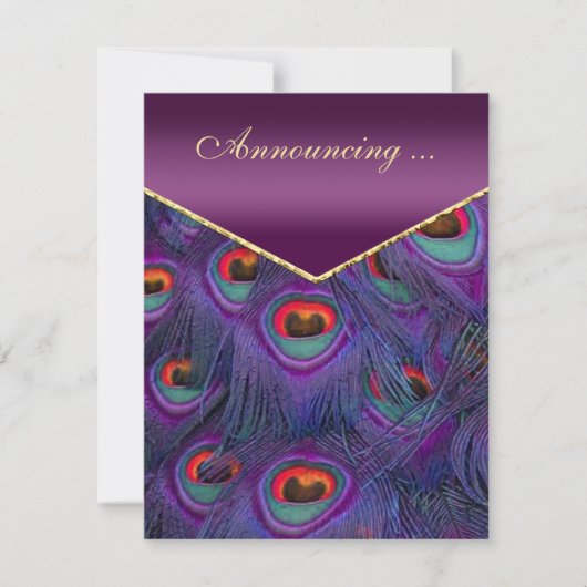 プラムパープルピーコック婚約発表 案内状 (正面)