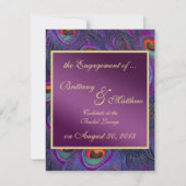 プラムパープルピーコック婚約発表 案内状 (裏面)