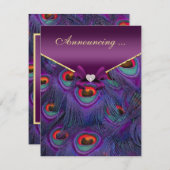 プラムパープルピーコック婚約発表 案内状 (正面/裏面)