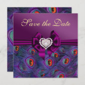 プラムパープルピーコック日付を保存 セーブザデート (正面/裏面)