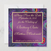 プラムパープルピーコック日付を保存 セーブザデート (裏面)