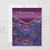 プラムパープルピーコック結婚の発表 招待状 (正面)