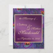 プラムパープルピーコック結婚の発表 招待状 (裏面)