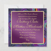 プラムパープルピーコック結婚式招待状 招待状 (裏面)