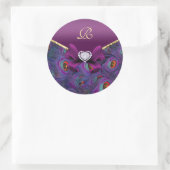 プラムパープルピーコ結婚ックのギフトシール ラウンドシール (バッグ)