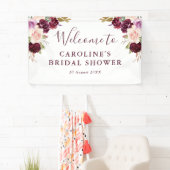 プラムパープルピーチブライダルシャワーウェルカム 横断幕 (インサイチュ)