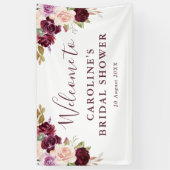 プラムパープルピーチブライダルシャワーウェルカム 横断幕 (縦)