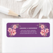 プラムパープルピーニー結婚ズ差出人住所ラベル ラベル (インサイチュ)