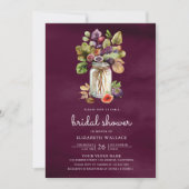 プラムパープルフィグメイソンジャール写真ブライダルシャワー 招待状 (正面)