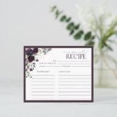 プラムパープルフローラブライダルシャワーレシピカード (スタンド正面)