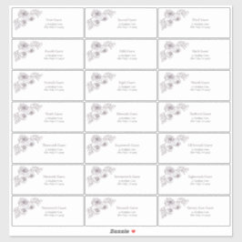 プラムパープルフローララインアートゲストアドレス シール