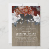 プラムパープルフローララ素朴イト卒業パーティー 招待状 (正面)