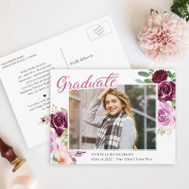 プラムパープルフローラ写真卒業発表 ポストカード