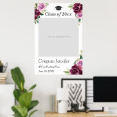 プラムパープルフローラ卒業パーティー写真ブース ポスター (ホームオフィス)