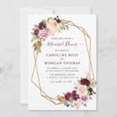 プラムパープルフローラ幾何リハーサルディナー 招待状 (正面)