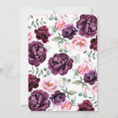 プラムパープルフローラ水の色ボホベイビーシャワー 招待状 (裏面)