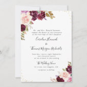 プラムパープルフローラ結婚式招待状 招待状 (正面)