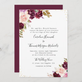 プラムパープルフローラ結婚式招待状 招待状