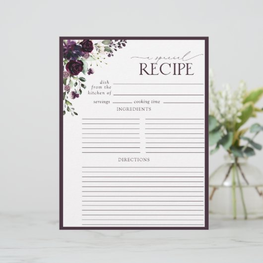 プラムパープルブライダルシャワーレシピバインダーページ (スタンド正面)