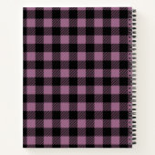 プラムパープルブラックバッファローチェックパーソナライズされたプレイド ノートブック (裏面)