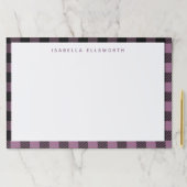 プラムパープルブラックバッファローチェックパーソナライズされたプレイド ペーパーパッド (インサイチュ)