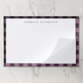 プラムパープルブラックバッファローチェックパーソナライズされたプレイド ペーパーパッド (折り畳み)