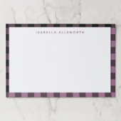 プラムパープルブラックバッファローチェックパーソナライズされたプレイド ペーパーパッド (正面)