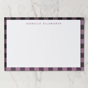 プラムパープルブラックバッファローチェックパーソナライズされたプレイド ペーパーパッド