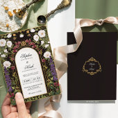 プラムパープルブルゴーニュフローラ結婚ゴシック 招待状