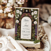 プラムパープルブルゴーニュフローラ結婚ゴシック 招待状