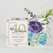 プラムパープルブルーウォーターカラーフローラ40と素晴らしい 招待状 (スタンド正面)