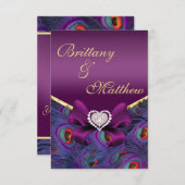 プラムパープルペアカレセプションカード 招待状 (正面/裏面)