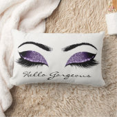 プラムパープルホワイトメイクアップラッシュハローゴス ランバークッション (ブランケット)