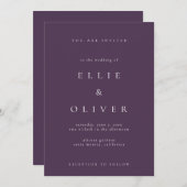 プラムパープルボホエレガントミニマ結婚リスト 招待状 (正面/裏面)
