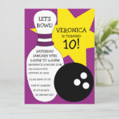 プラムパープルボーリングバッシュボーリング誕生パーティー 招待状 (スタンド正面)