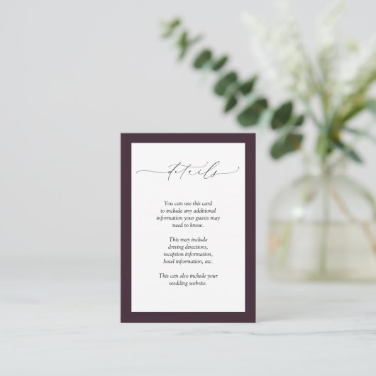 プラムパープルマウヴフローラウォーター結婚カラー詳細 エンクロージャーカード (スタンド正面)