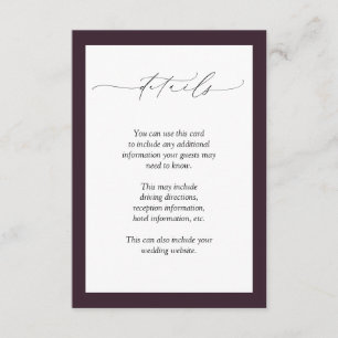 プラムパープルマウヴフローラウォーター結婚カラー詳細 エンクロージャーカード