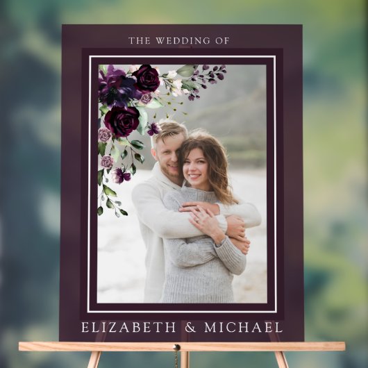 プラムパープルマウヴフローラ水彩写真結婚ズ アクリルサイン (ニュートラル)