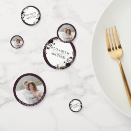 プラムパープルマウヴフローラ水彩画結婚本 コンフェッティ