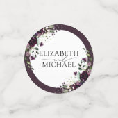 プラムパープルマウヴフローラ水彩画結婚本 コンフェッティ (スモール正面)