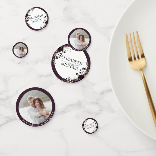 プラムパープルマウヴフローラ水彩画結婚本 コンフェッティ (グループ)